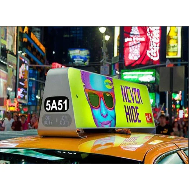 Carro telhado LED Display Screen para Publicidade, LED Top, P5 mm