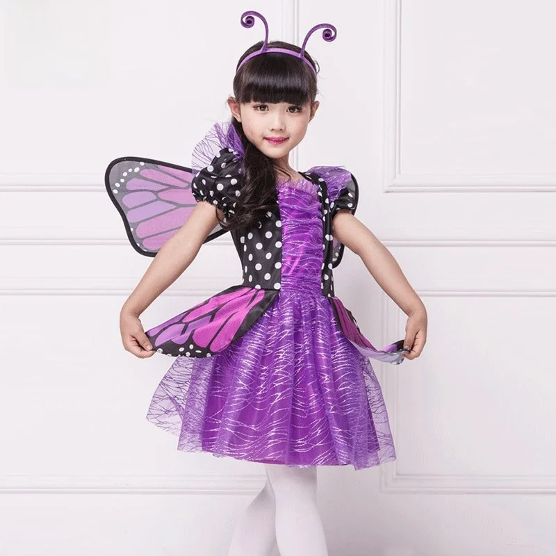 

Hallowe'en Cosplay Fairy Wings Skirt Children's Stage Performance Girls' Party Outfit Fairy Dress with Wings