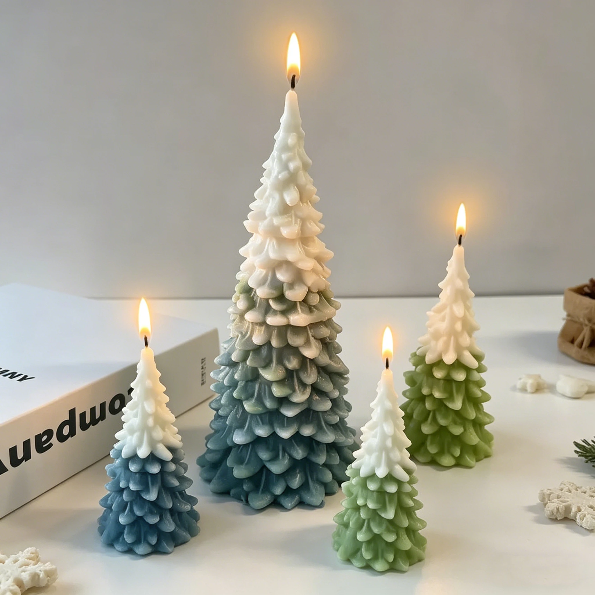 DIY Plaster Resin Ornament Mould Christmas Decoration 3D Christmas Tree Aromatherapy Candle Silicone Mold