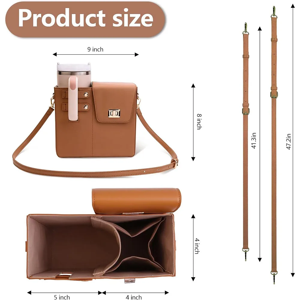 Bolsa de ombro crossbody com suporte para garrafa de água, bolsa de proteção multifuncional para férias, portátil ao ar livre, armazenamento de copo de água