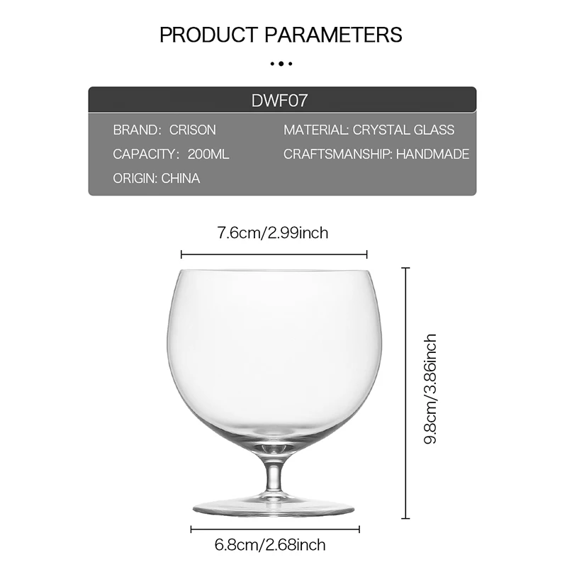 DWF07 CRISON Short footed cup/cocktail glass/Japanese crystal glass cup/beer mug/Crystal glass cup 285ml