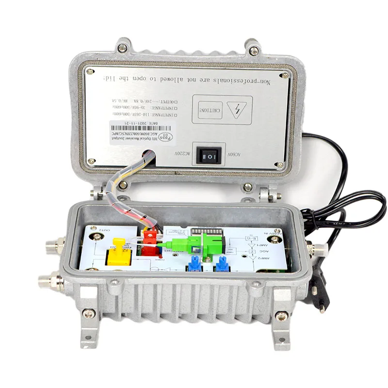 Imagem -02 - Equipamento de Transmissão Óptico do Receptor 60v 220v Saída Catv Sinal Analógico Digital Recebendo Escudo de Metal Ip66 à Prova Impermeável Água Novo