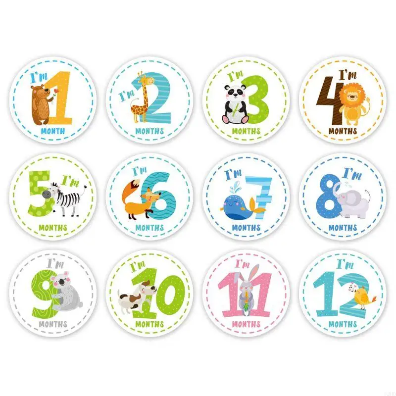 J2HD Baby Photography Props Photo Stickers Newborn Infant Monthly Milestone Sticker Flora Print Baby Shower Gift