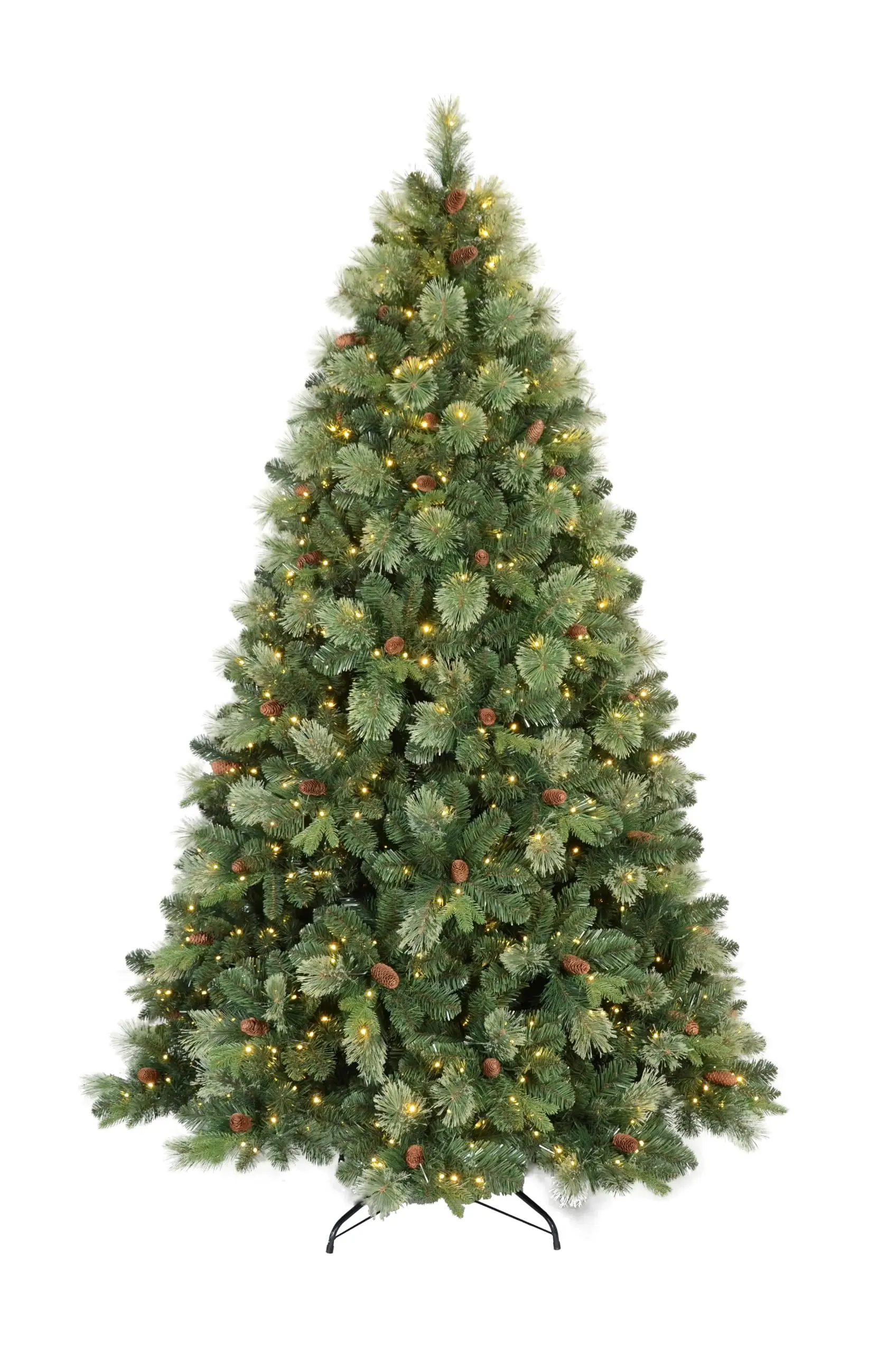 7.5ft Pre-Lit Carolina Pine Christmas Tree, 750 Warm White Lights
