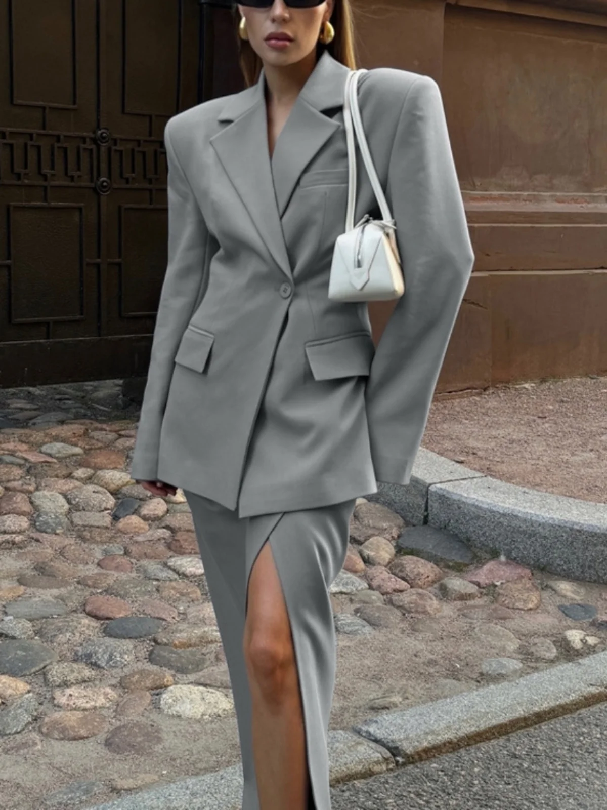 

Ele Long Sve Костюм Jaet Юбка Комплект с высокой талией Dr Busin Повседневный комплект из двух предметов из полиэстера для молодых женщин