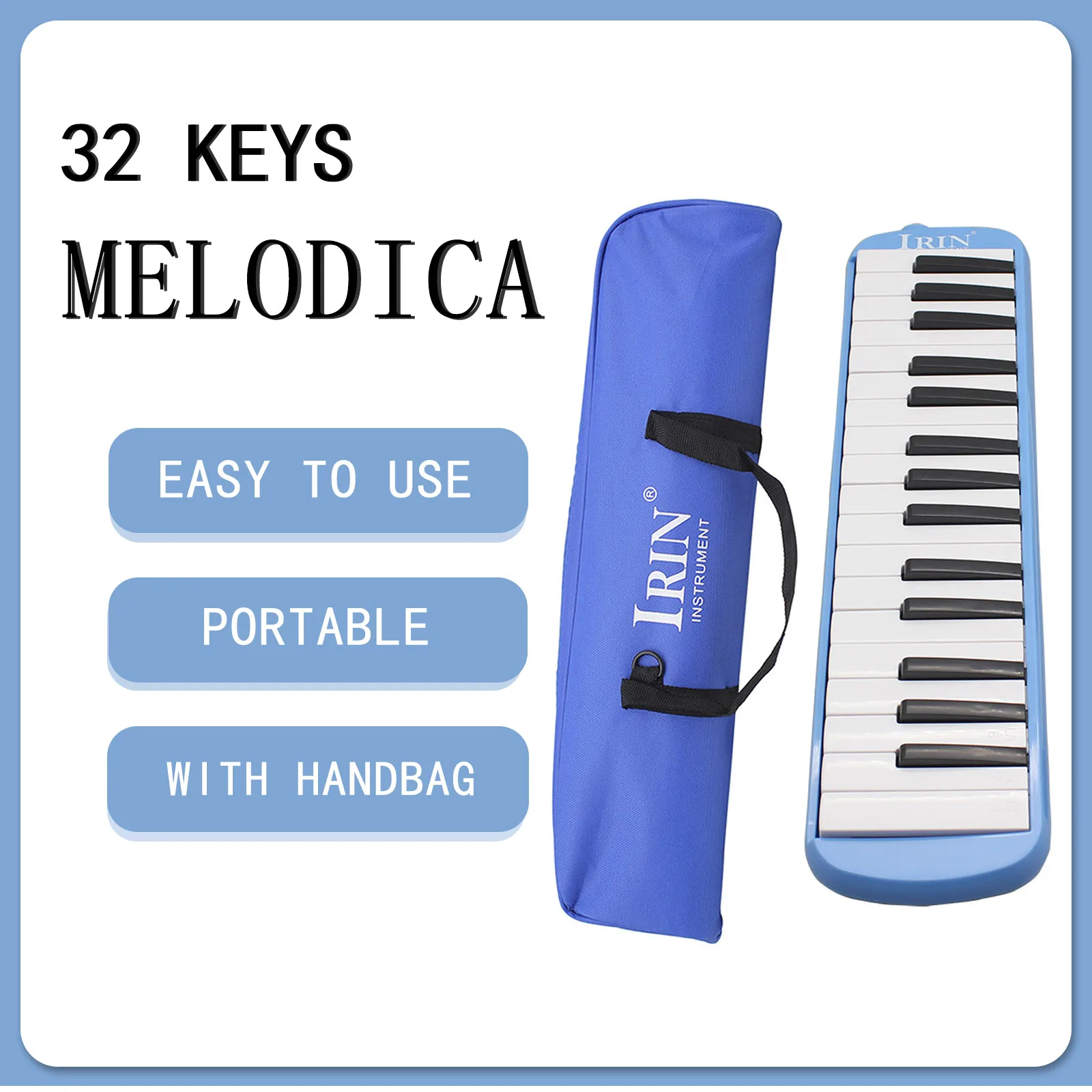 

IRIN 32 Key Melodica Portable Tone Piano Mouth Organ Harmonica Pianica Blue Melodica Keyboard Musical Instrument With Handbag