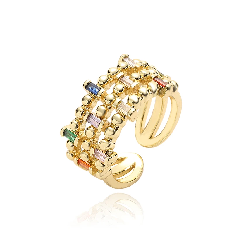 GANPUP Funkelnde Bunte Zirkon Geometrische Fingerringe für Frauen Mode Neuer Trend Verstellbarer Ring Schmuck Geschenk Party Kольцо – Detail 5