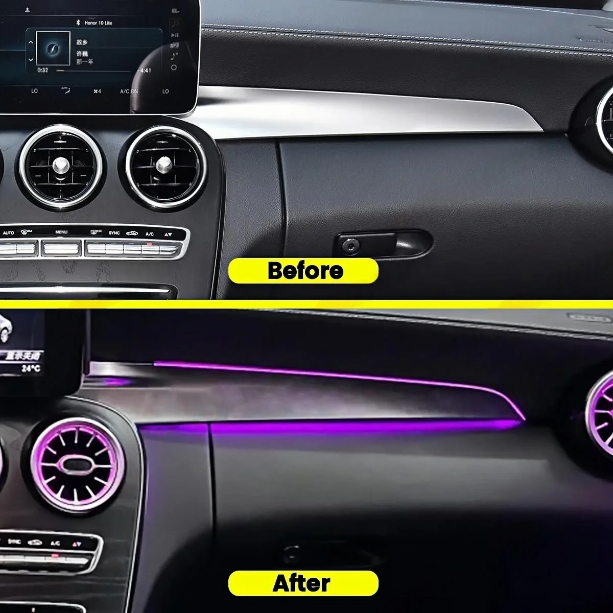 256 Colour LED Passenger Light For Mercedes Benz C-class GLC W205 X253 C43 C63 Coupe Car Instrument Copilot Lamp Ambient Light
