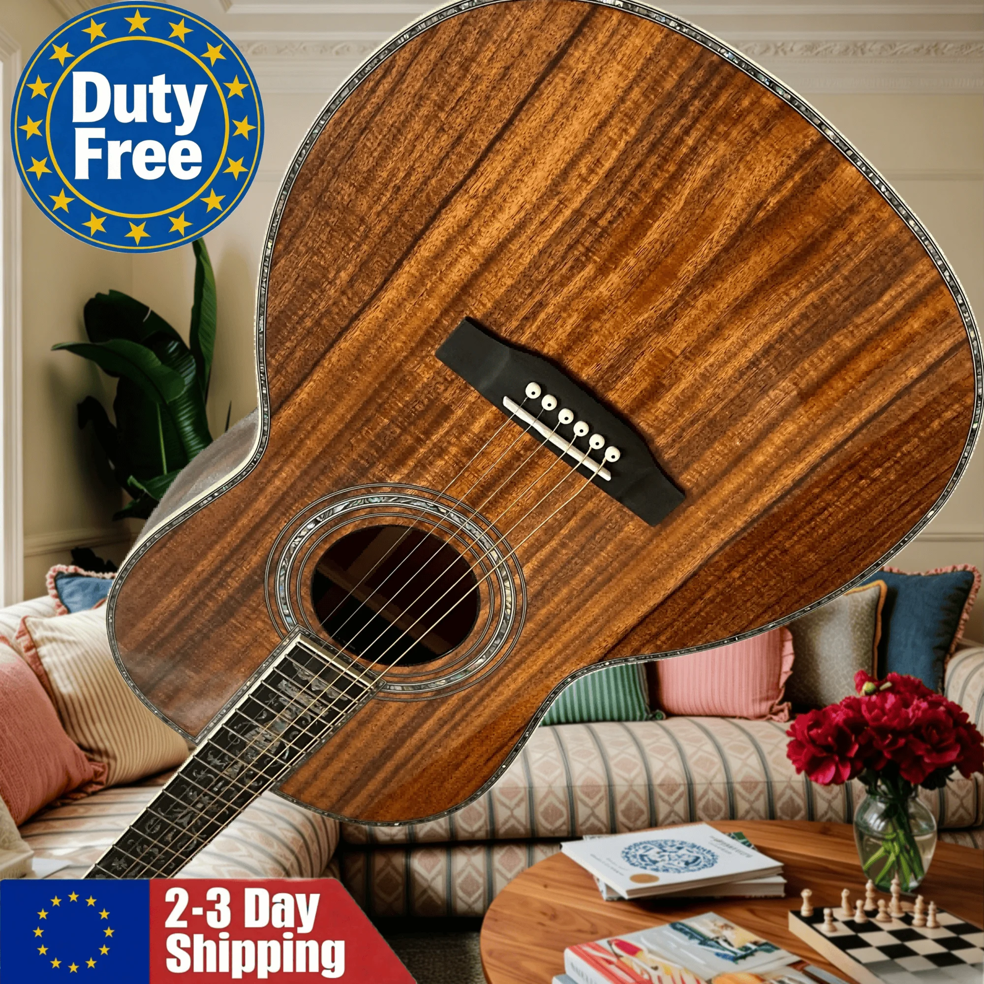 Deutsches Lager Braune KOA 45-000 Classic Style Series Folk-Gitarre mit KOA-Korpus und Ebenholzgriffbrett