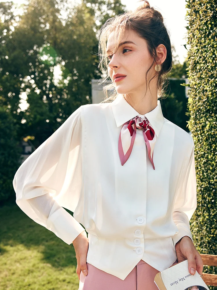 

OLrain French Elegant Shirt Woman 2026 Autumn Single Breasted Long Sleeve Blouse Vintage Commute Female Clothing Tops O23CX69620