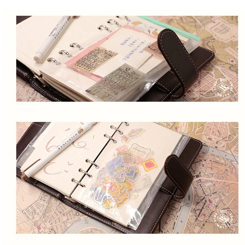 50pcs A5 Transparent Loose-Leaf Notebook Sheet Protectors Organizer Document File Bag Collect Book Card Photo Storage Pockets