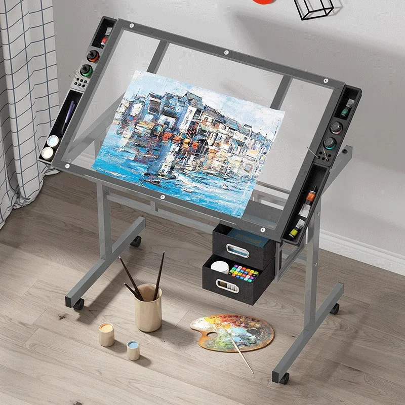 Glass Drawing Table Artist's Desk for Painting, Calligraphy