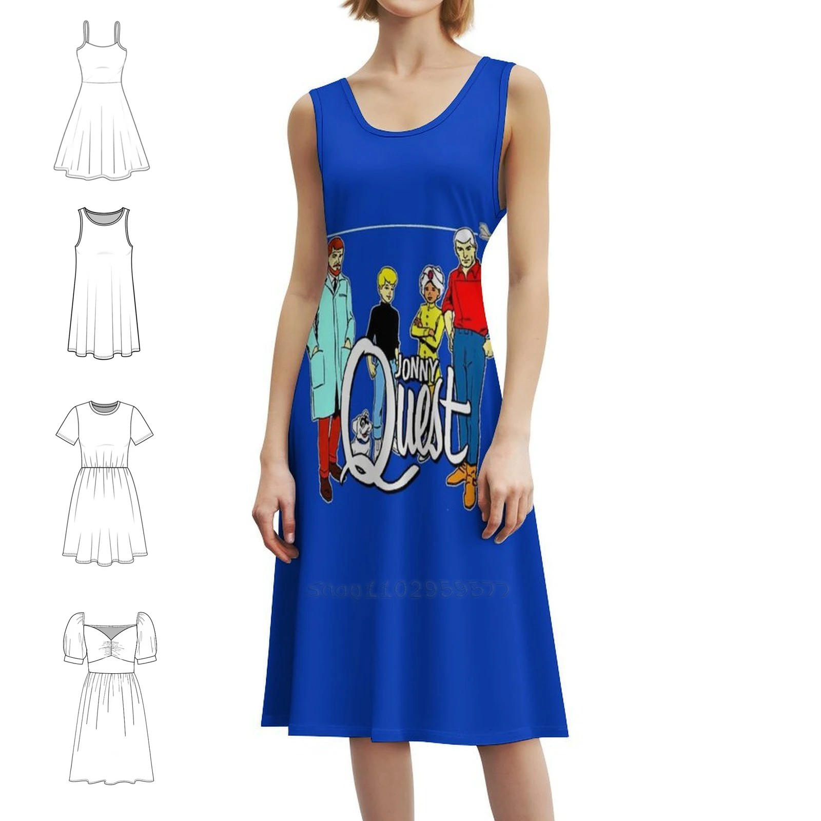 Jonny Quest Non-Distressed Floral Smock Dress For Women Spring Summer Casual Dress For Party Jonny Quest 1970S 70S Animation