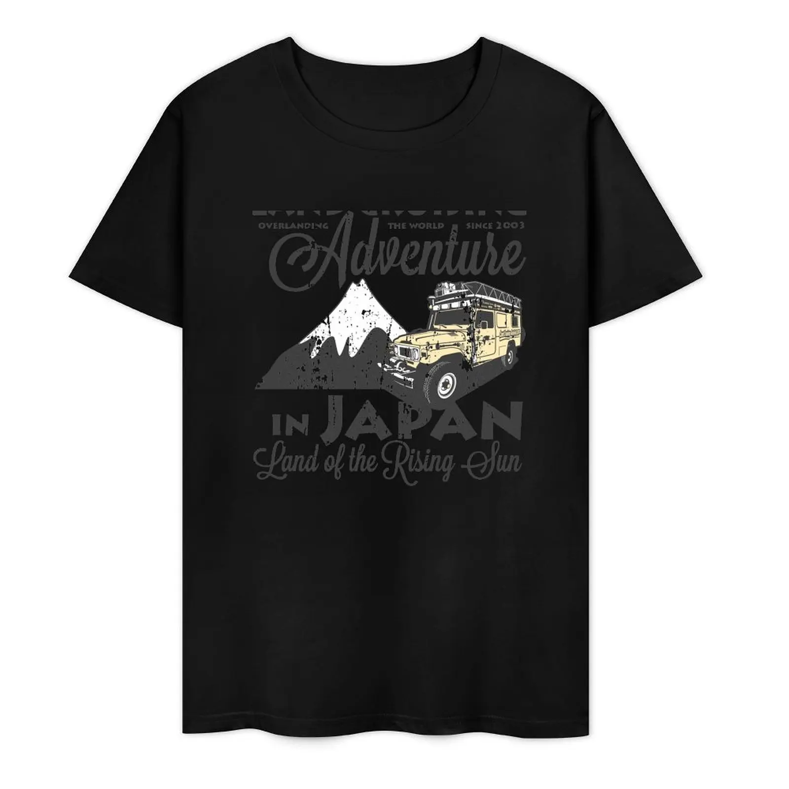 Landcruising Adventure in Japan - Curly font edition T-Shirt custom t shirt boys animal print sweat funny t shirts men