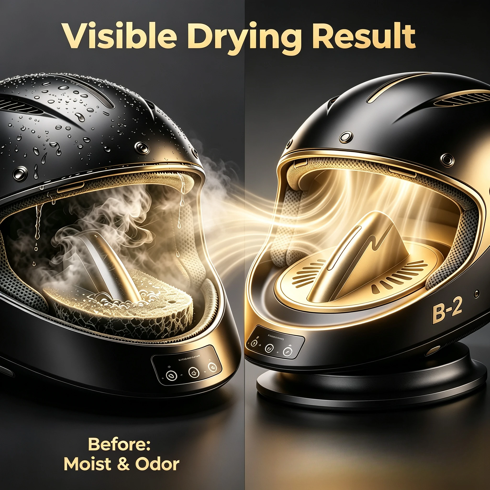 Smart Motorcycle Helmet Dryer Features Sterilization Dust Removal Functions Temperature Control Ambient Lighting