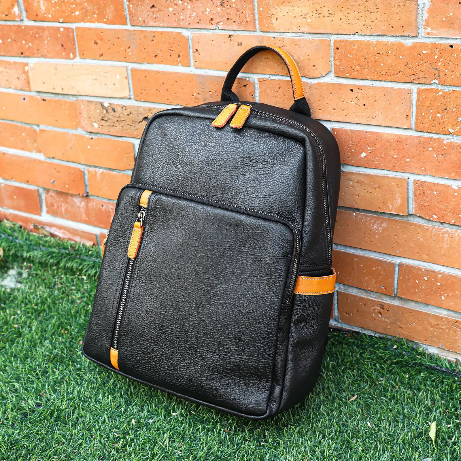 100% بقرة جلد طبيعي الرجال حقائب الظهر موضة الجلد الطبيعي الحقيقي حقيبة ظهر الطالب الصبي العلامة التجارية الفاخرة حقيبة كمبيوتر محمول كبيرة