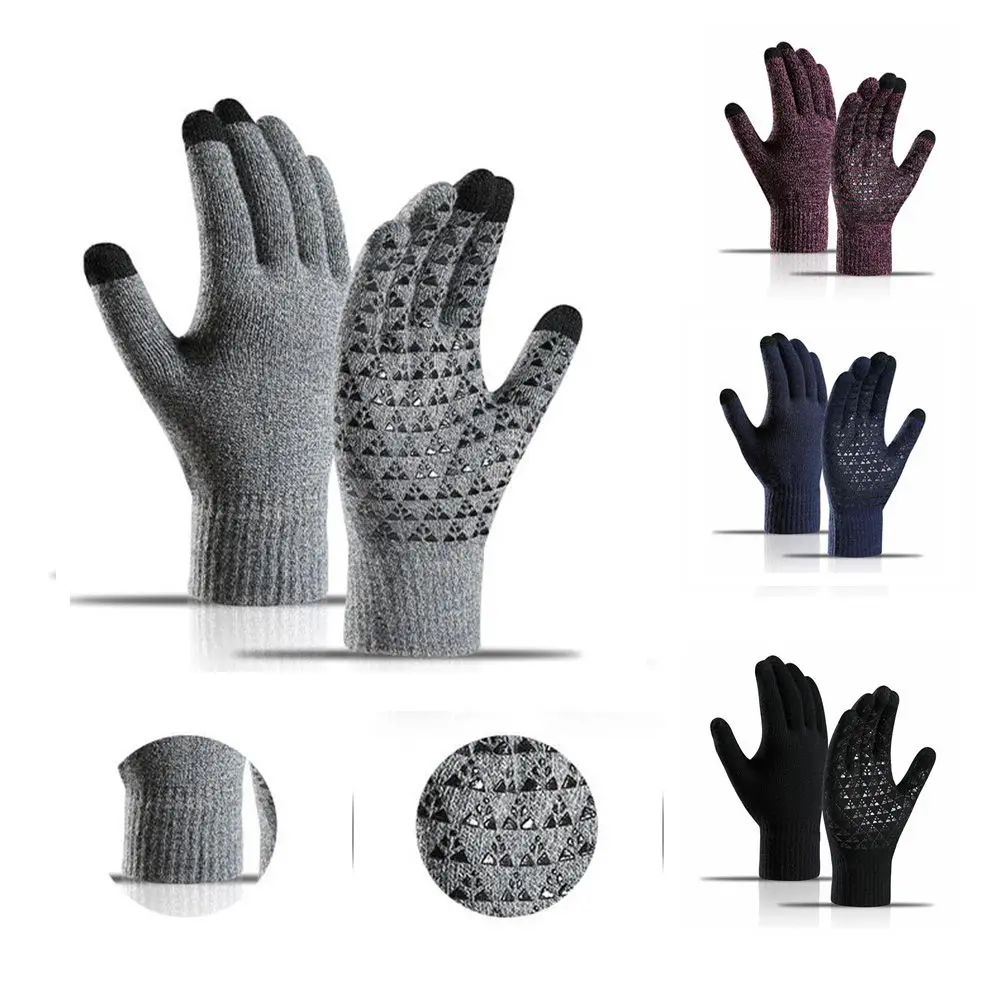 Cycling Fleece Lining Windproof Touch Screen Anti-slip Silicone Reflective Gloves