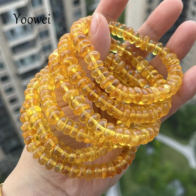 

100% Real Amber Bracelet for Women Unique Handmade Golden Beads Baltic Diy Natural Stone Energy Healing Jewelry Factory Supplier
