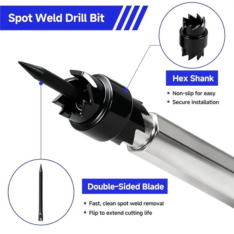 AB34-Spot Weld Drill Bit Set 18PCS With HSS Blades, Double Sided Spot Cutter Kit For Power Drill Applications