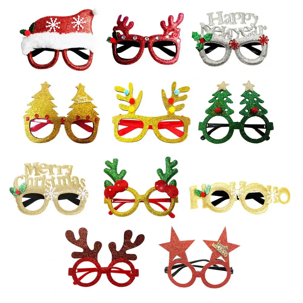 Antlers Letter Glasses Frame Cartoon Lensless Funny Christmas Glasses Red Hat Christmas Tree Spectacle Frame Decorative Glasses