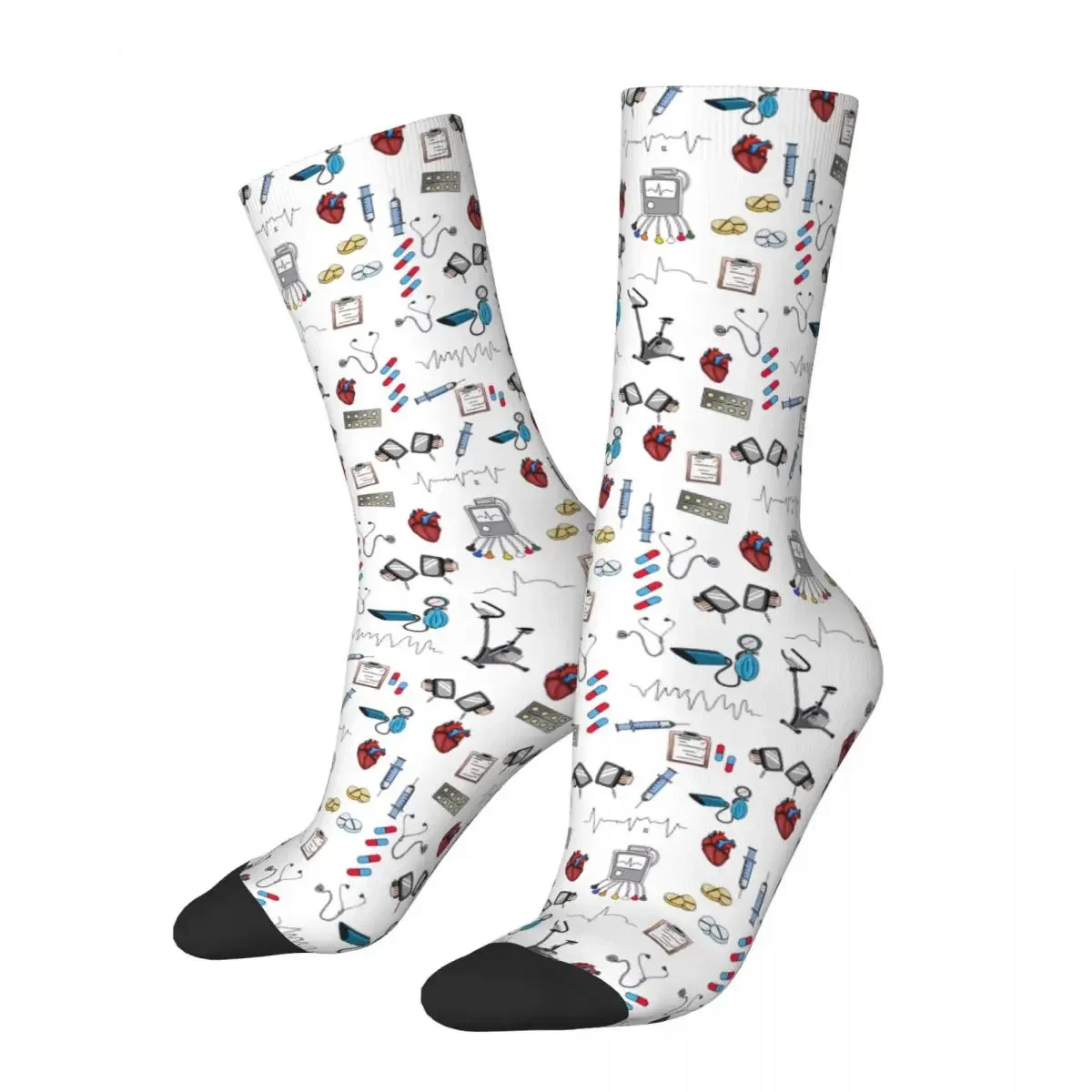 Cardiology Socks Harajuku Sweat Absorbing Stockings All Season Long Socks Accessories for Unisex Gifts