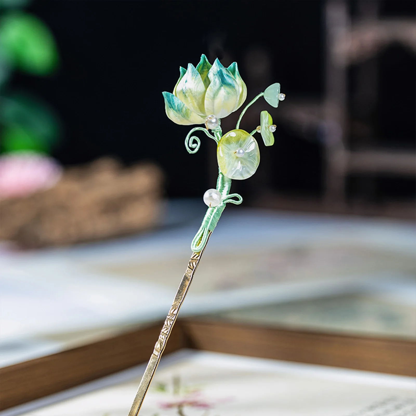 

Заколка для волос с цветком лотоса в китайском стиле, заколка для волос с цветком, заколки ручной работы, женские ювелирные изделия в китайском стиле ханьфу, аксессуары, украшения для волос