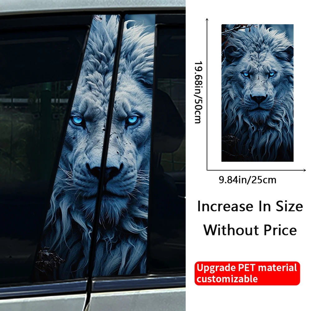 2Pieces Blue eyes Lion Auto B- pillar Car Center Column Halloween Decoration Stickers Cover Decal Car Accessorie
