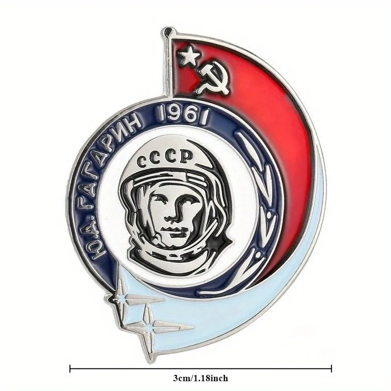 Soviet Cosmonaut Enamel Pin Yuri Gagarin Day 1961 Badge Spacecraft USSR Brooch Great Accessory for Men