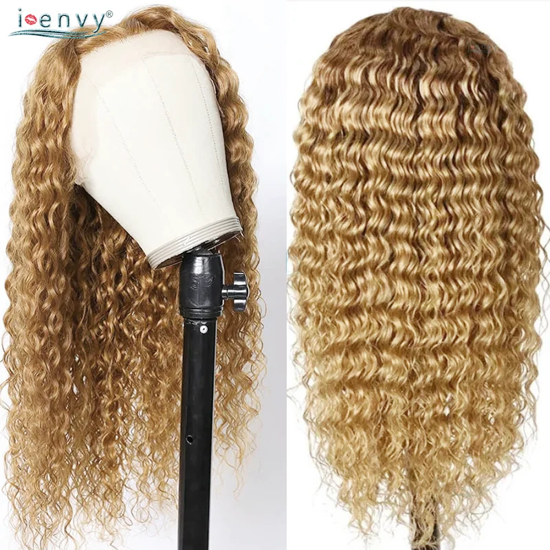 Colored Honey Blonde Lace Front Wig Human Hair Wigs Prepluck Highlight Ginger Water Wave Lace Front Human Hair Wigs for Women