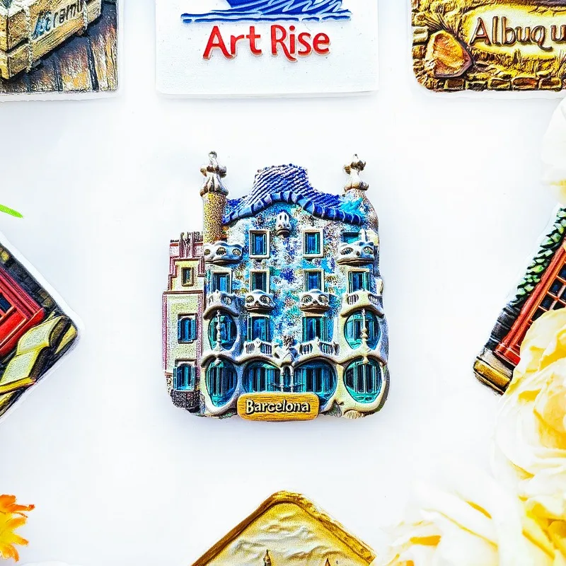 برشلونة كازا باتلو مغناطيس الثلاجة - ثلاثية الأبعاد غاودي تحفة تذكارية التنين مقياس واجهة ديكور هدية إسبانية فريدة من نوعها #2