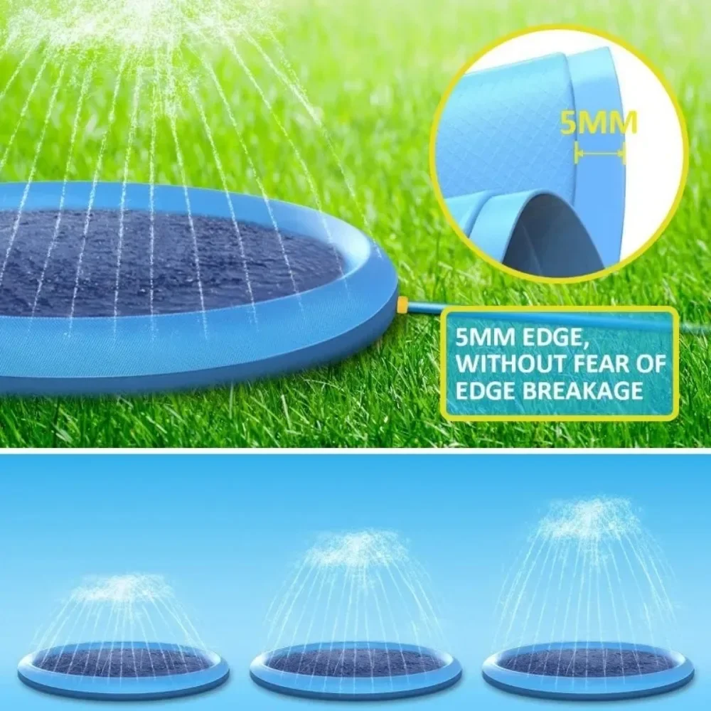 Pet Splash Pad com aspersor, piscina anti-derrapante para cães, esteira de água para crianças, brincadeiras ao ar livre, 100cm