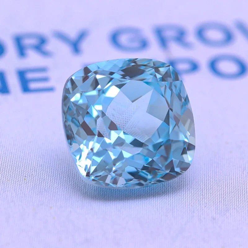 Top Lab Grown Aquamarine Colour Square Cushion VVS1 Gemstone Charm Beads Diy Jewelry Making Materials Selectable AGL Certificate