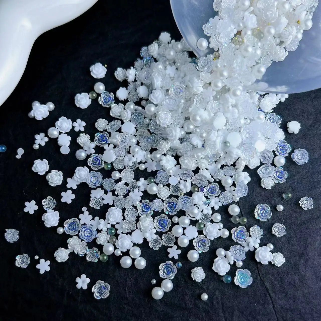 100pcs 3D Aurora Butterfly Bear Deer Pearl Mix Box Professional Accessories DIY Nail Design