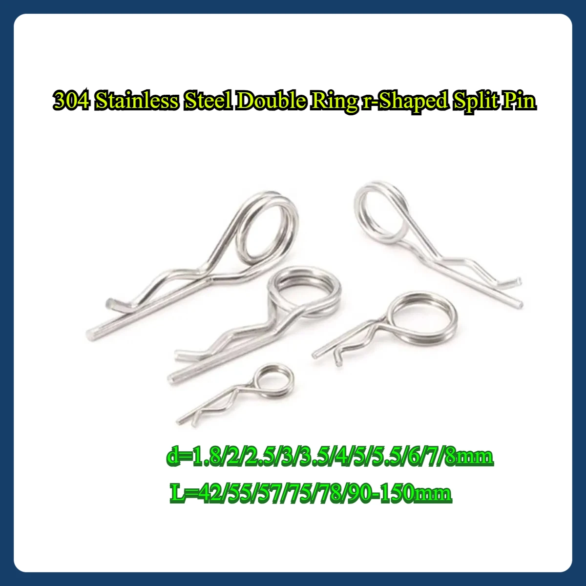 

304 Stainless Steel Double Ring r-Shaped Split Pin M1.8M2M3M4M5M6M7M8