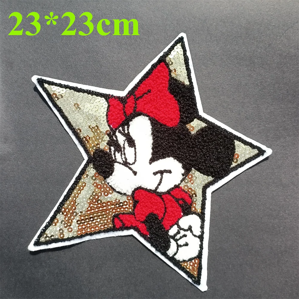 Large Mickey Mouse Flowers for Kids Clothing Patch Stickers Punk Jackets Bag Pants Patches on Denim Embroidery DIY Stickers Badg