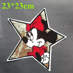 Large Mickey Mouse Flowers for Kids Clothing Patch Stickers Punk Jackets Bag Pants Patches on Denim Embroidery DIY Stickers Badg