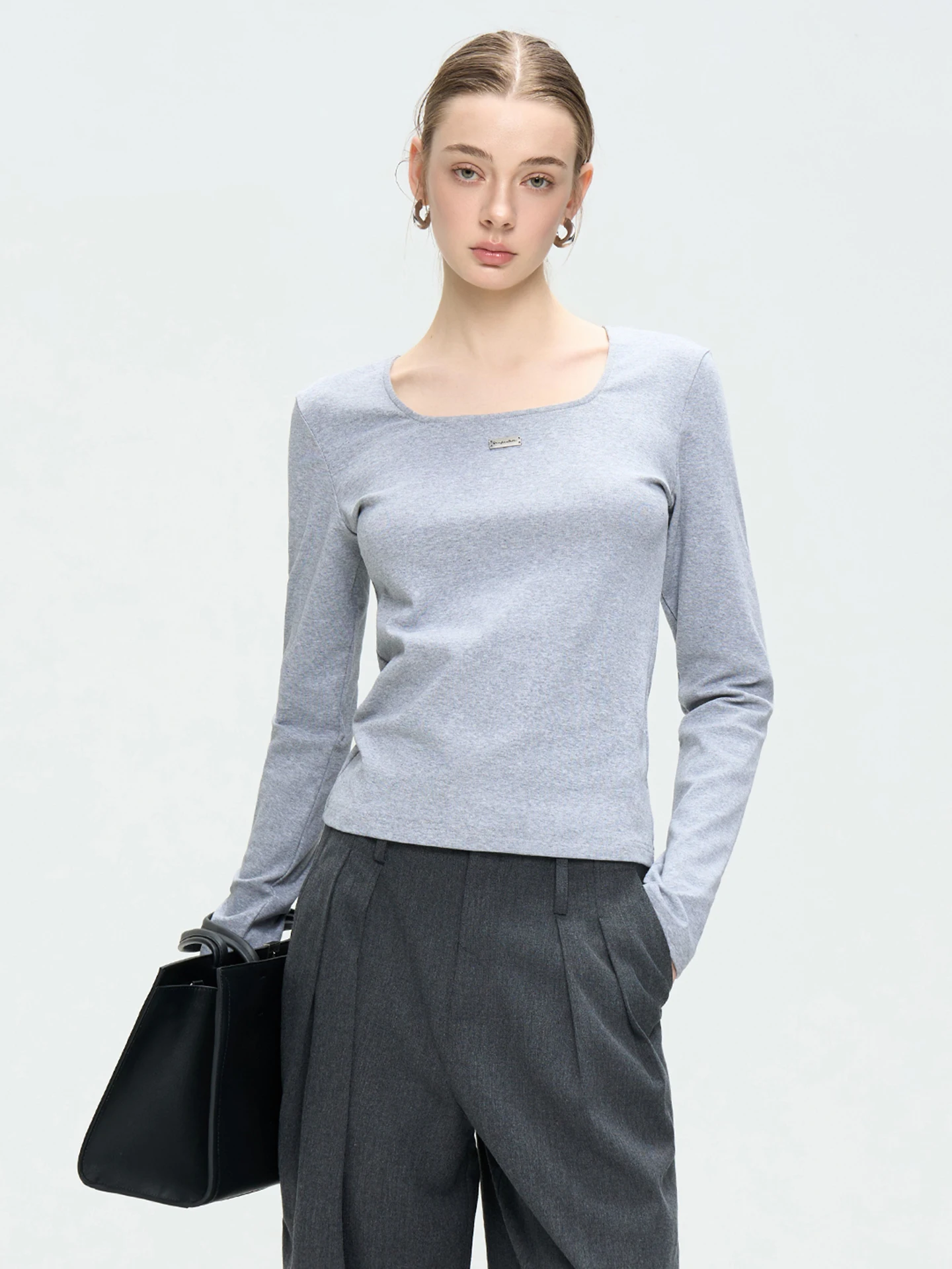 

Женская базовая футболка LUR с квадратным вырезом и длинным рукавом, эластичная, облегающая, вязаная, весенняя новинка, дышащая, из хлопка