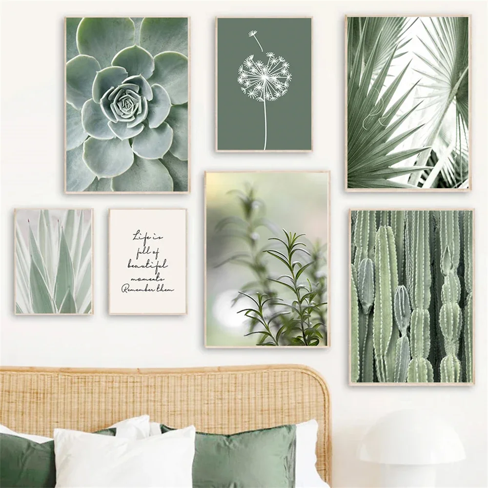 No Framed Printing Picture Succulent Plants Cactus Canvas Poster Green Leaves Art Prints Dandelion Wall Painting Nordic Posters