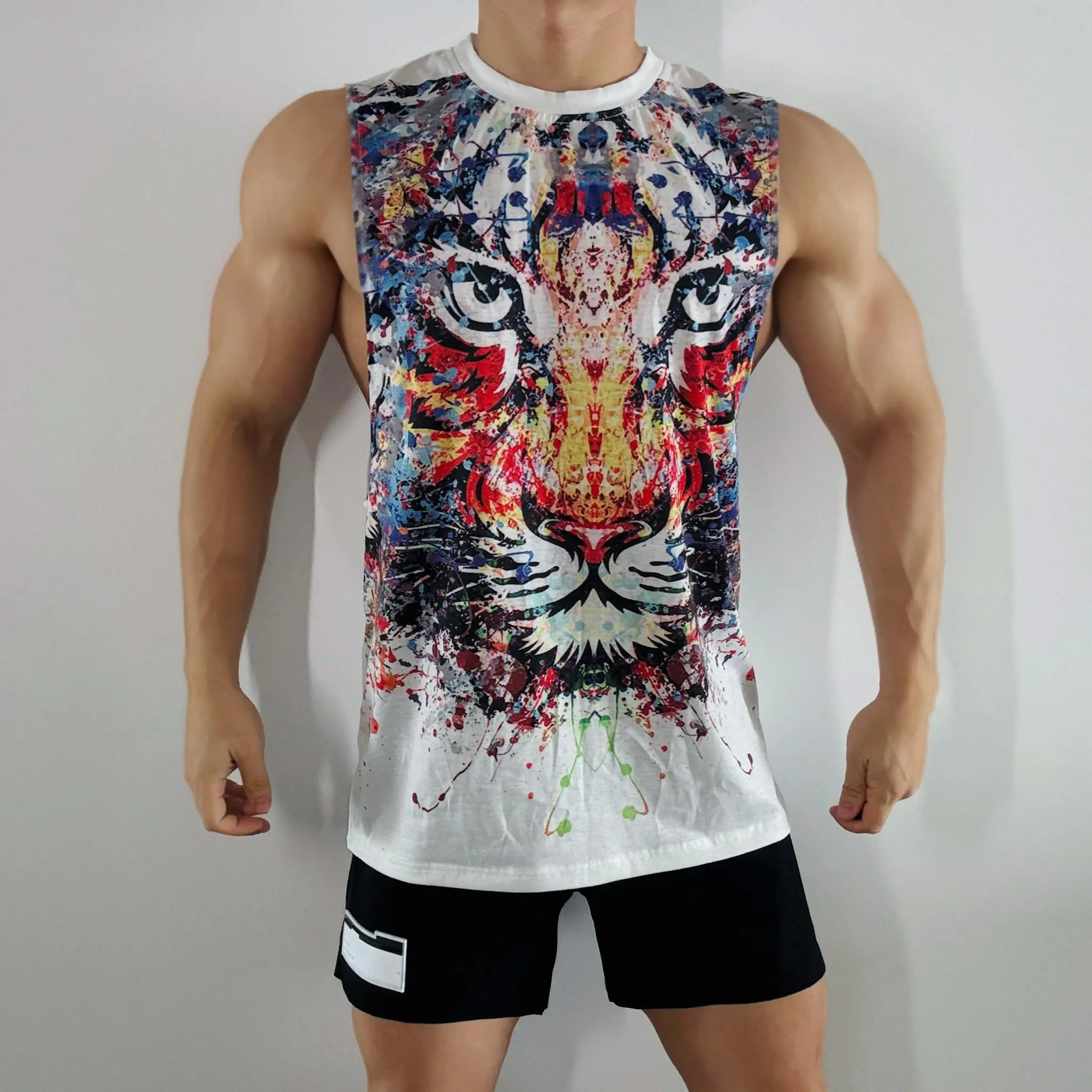 

Men Jazz Dance Vest Animal Printed Hip Hop Dance Tops Muscular Man Gogo Dancer Costume Bar Nightclub Ds DJ Stage Outfit XS9659
