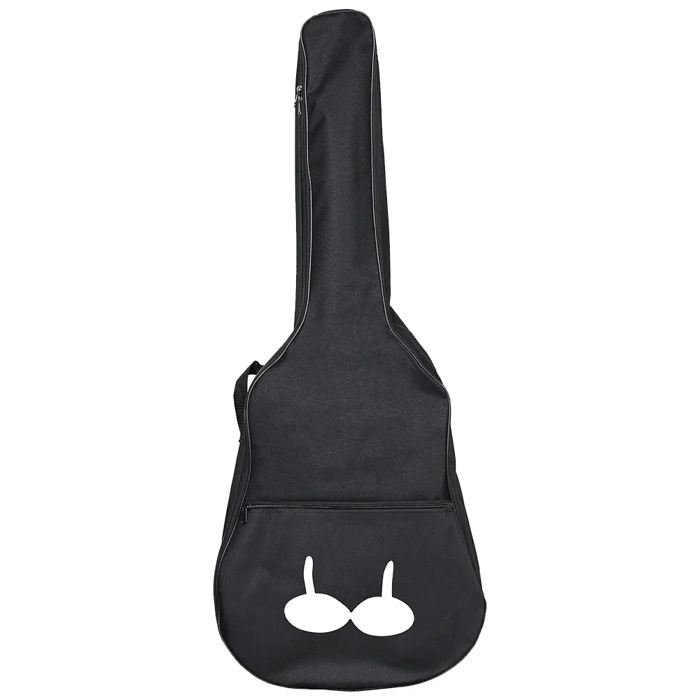 Bolsa de guitarra impermeable, Mochila de tela Oxford negra, Serie de impresión en el pecho, almacenamiento de guitarra, accesorios de mochila