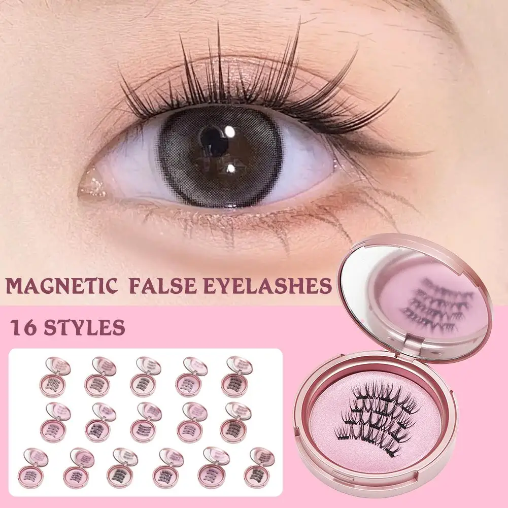 Cílios postiços magnéticos sem magnético, 4 cílios sem adesivo, Estilo Natural Clamp Eyelash, V9E7