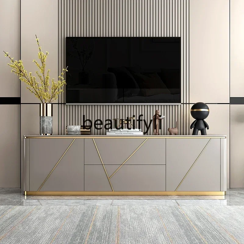 LXLight الفاخرة بلاطة الصخور خزانة التلفزيون طاولة القهوة الحديثة بسيطة حائط الخلفية خزانة شقة صغيرة تخزين المنزلية BedroSS #5