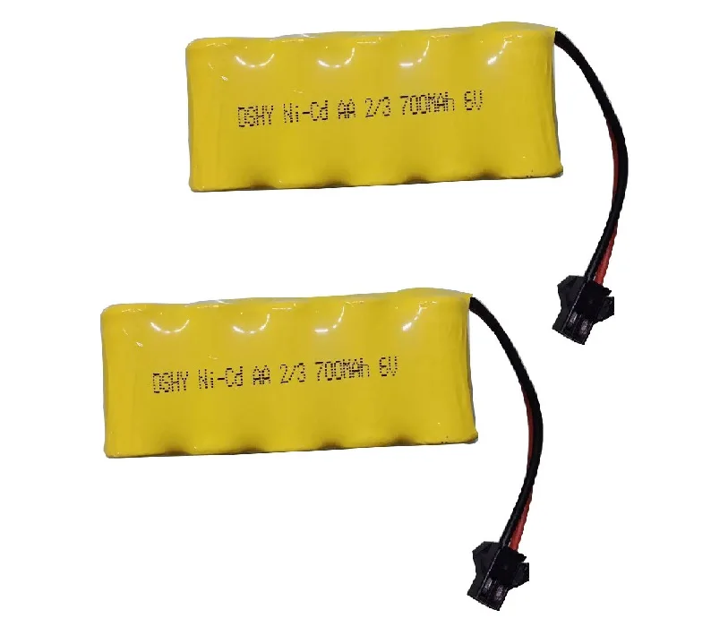 Batería AA de 6V y 700mah para coche de juguete RC, tanque, trenes, Robot, barco, pistola, enchufe de SM-2P, batería de 6v de 700mah, 2-10 piezas