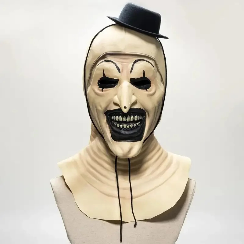 Terrifier 3 Clown Mask Cosplay Scary Bloody Demon Evil Joker Hat Latex Terrifier Halloween Carnival Party Mask Costume@0Z*