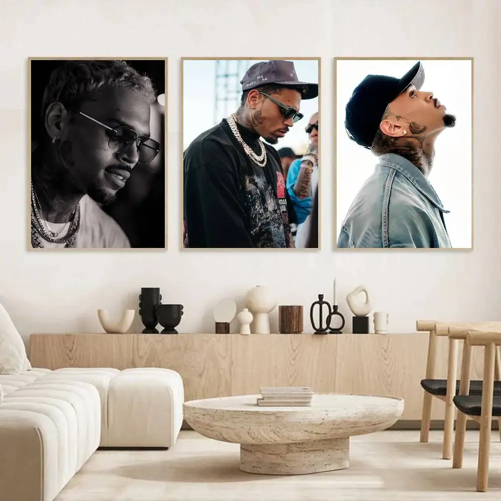 1 قطعة C-h-ris B-r-own ملصق ذاتي اللصق فني مقاوم للماء ورقة ملصق مقهى بار غرفة جدار ديكور #4