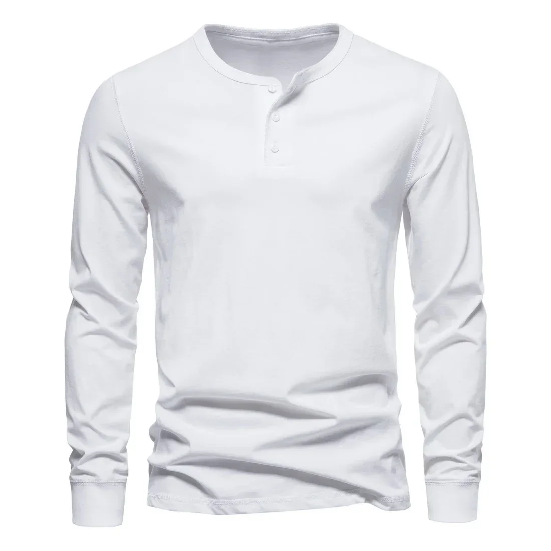 

2023 Autumn/Winter New Men's Fashion Long Sleeved T-shirt Solid Casual Bottom Shirt