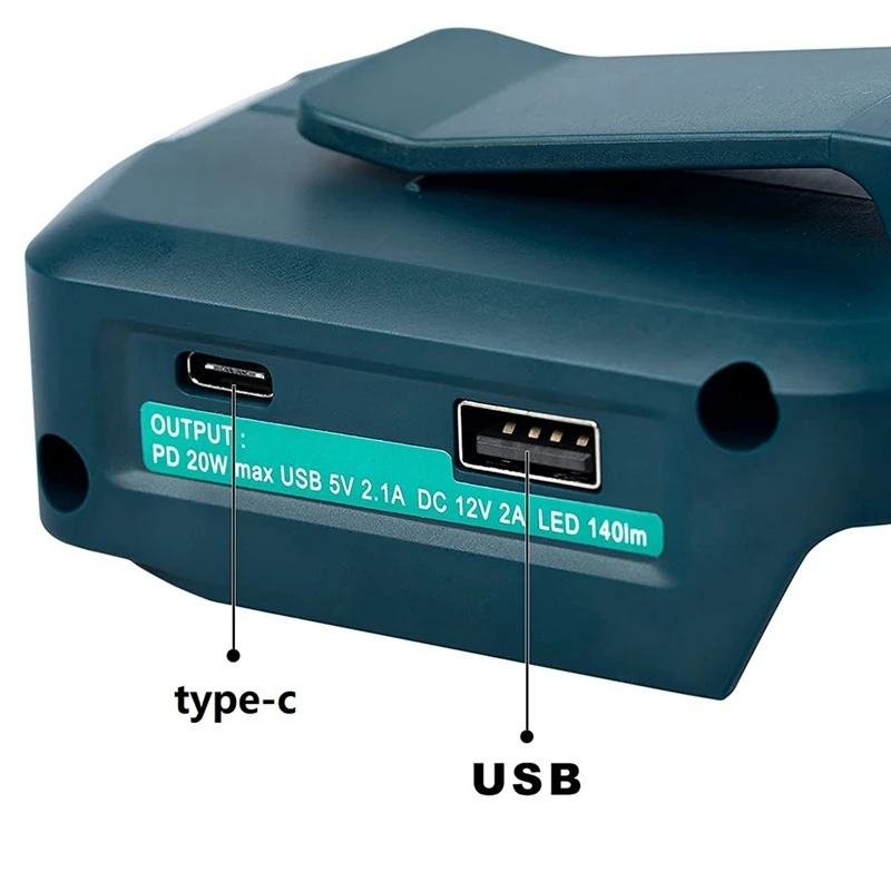 For Makita ADP05 14.4V/18V Lion Battery USB/Type-C Converter Port With LED Light Spotlight Outdoor Light For Makita