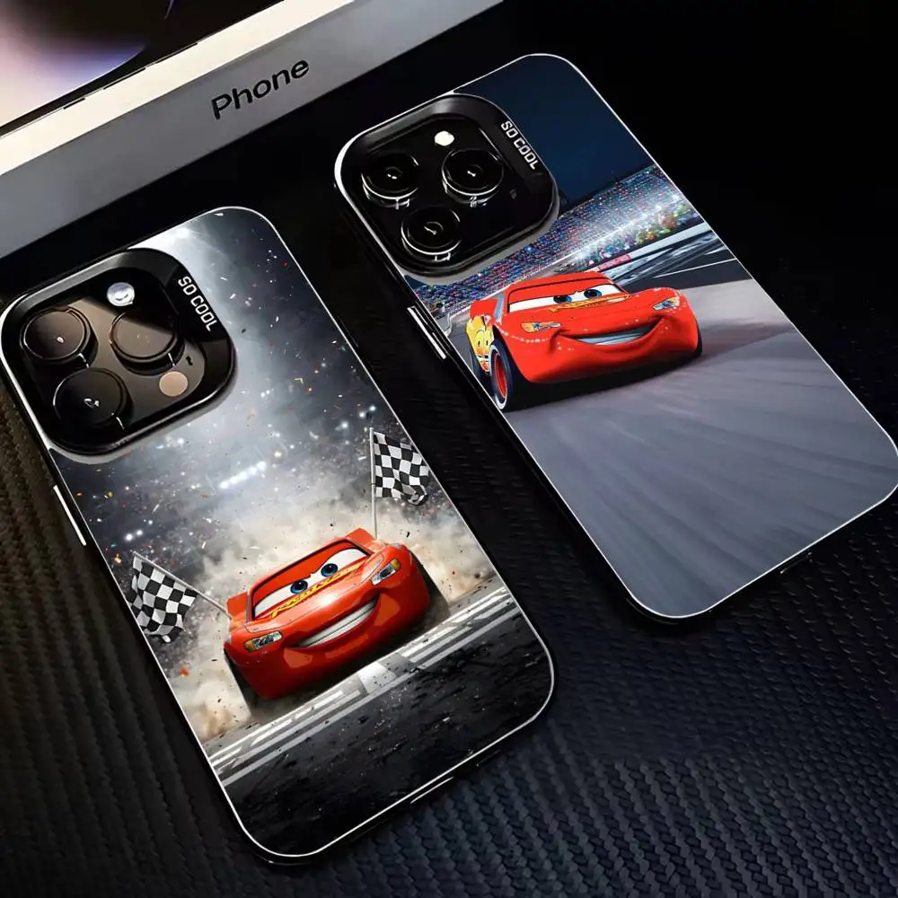 

L-Lightning M-McQueen Mater Sally Phone Case For iPhone17,16,15,14,13,12,11 Plus,Pro Max Black Matte Shockproof Cover