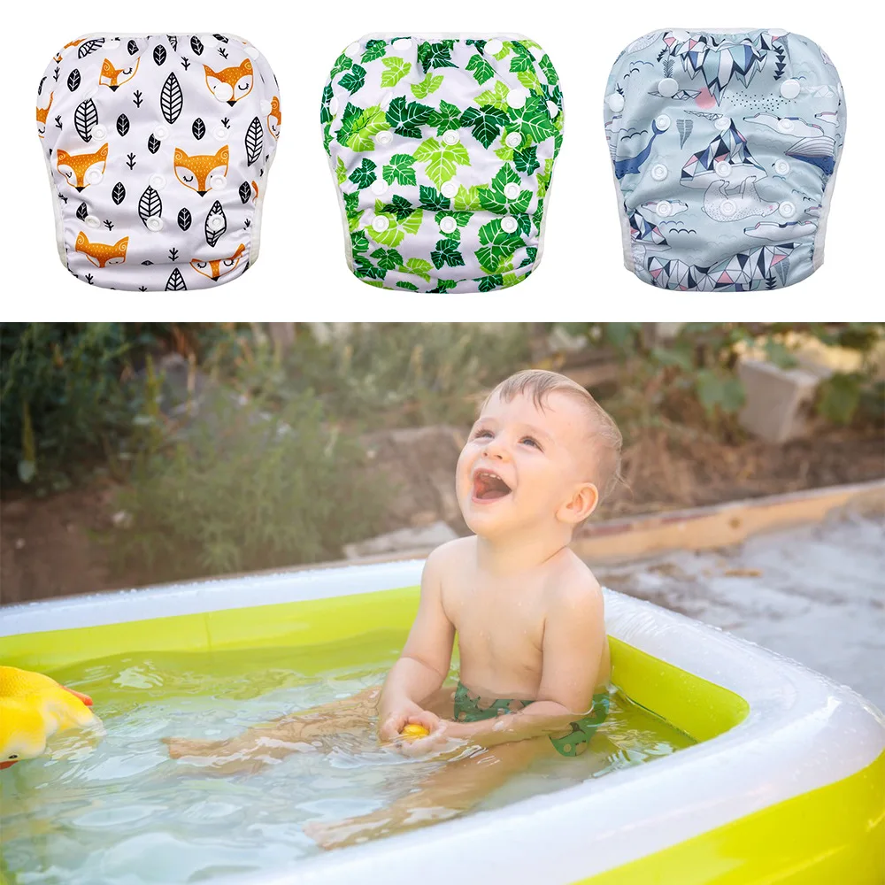 1Pcs Baby Swimming Diapers Summer Breathable Mesh Fabric Adjustable Pool Reusable Washable Pant Swim Nappy