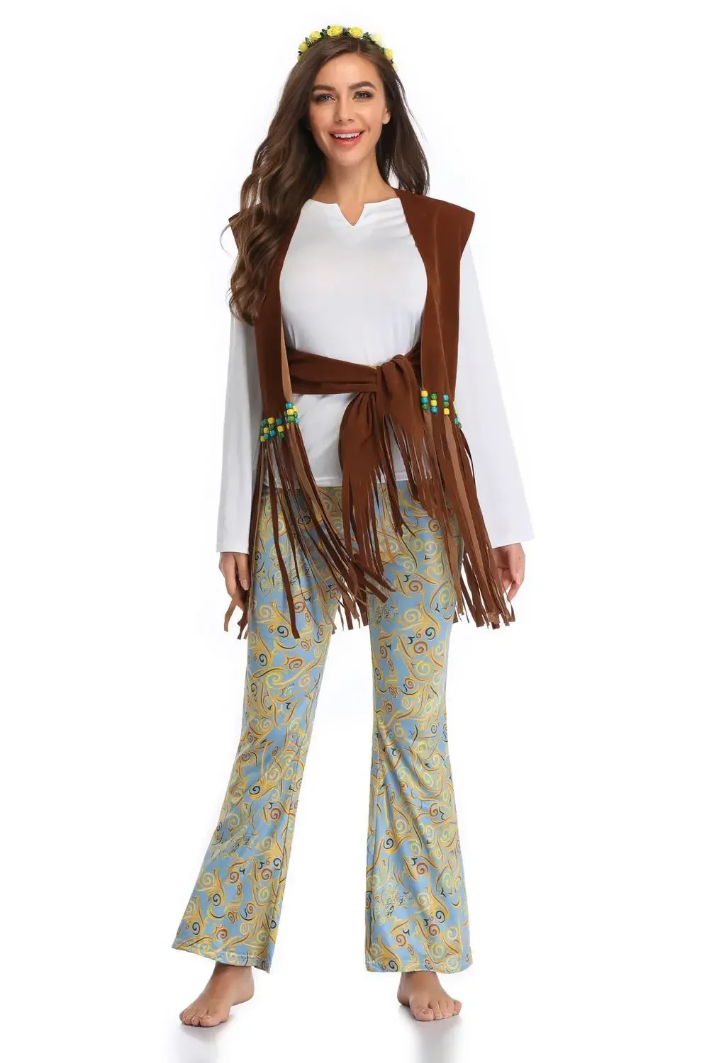 أزياء الهالوين للزوجين البالغين أزياء الهالوين للأميرة القبلية الهندية الهيب هوب هامشية للرجال والكبار